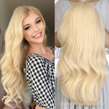Silike 24" Half Wigs With Clip in Hair Extensions Long Wavy Hair Black Dark Light Brown 3/4 Synthetic Wigs Heat Resistant